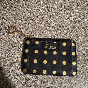 Kate Spade Black and Gold Polka Dot Wristlet